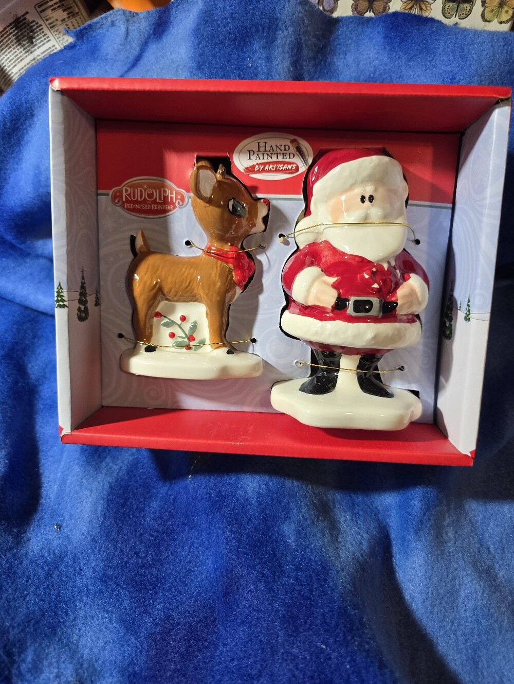 RHUDOLPH & SANTA SALT & PEPPER SHAKERS.